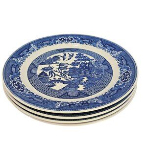4 Royal USA Blue Willow Plate 10" Ironstone transferware Chinoiserie Willow ware
